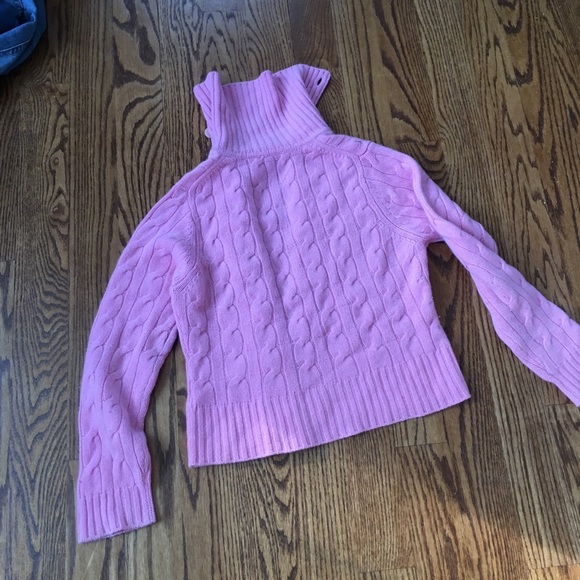 LXRI Pink Cable Knit Cashmere Cardigan Petite Medium - Picture 7 of 7